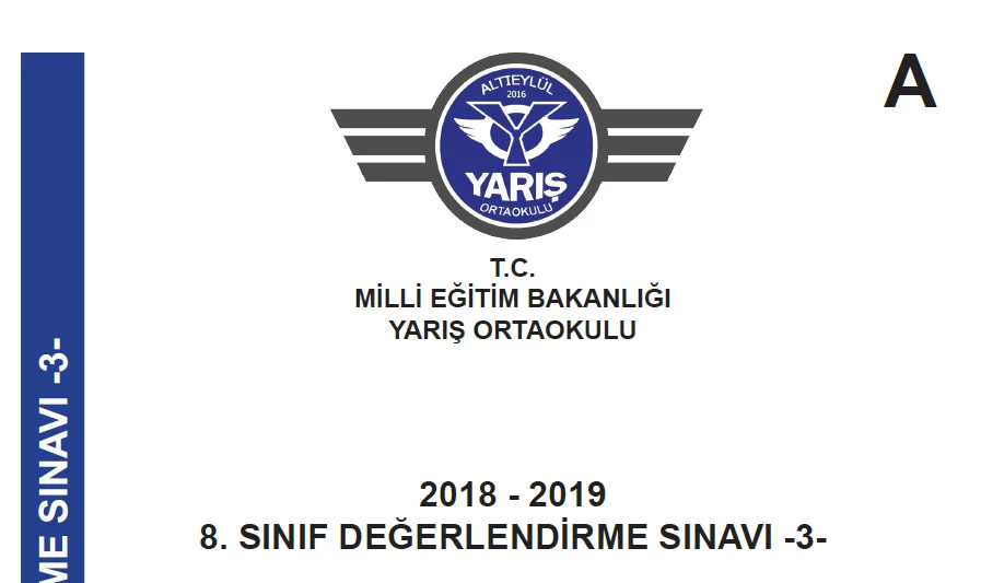 Yarış Ortaokulu Tüm Dersler LGS Deneme-3