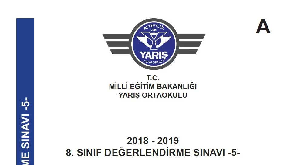 Yarış Ortaokulu 8. Sınıf LGS Deneme Sınavı-5 İndir