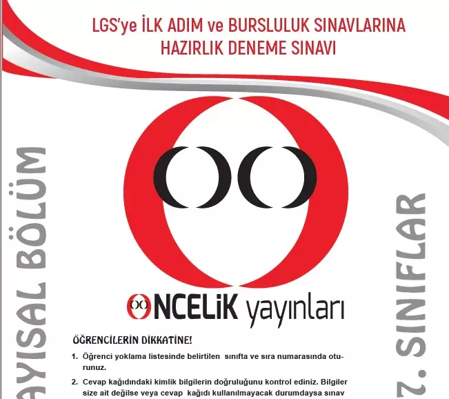 Öncelik Yayınları 7. Sınıf Bursluluk Denemesi İndir