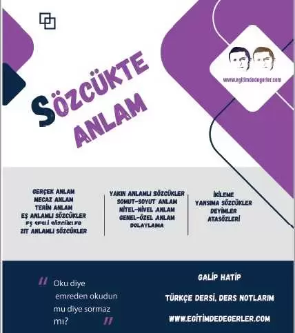 Sözcükte Anlam İle İlgili Konu Anlatımları PDF İndir
