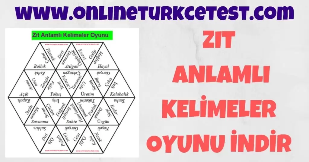 Zıt Anlamlı Kelimeler İle İlgili Bulmaca Oyunu