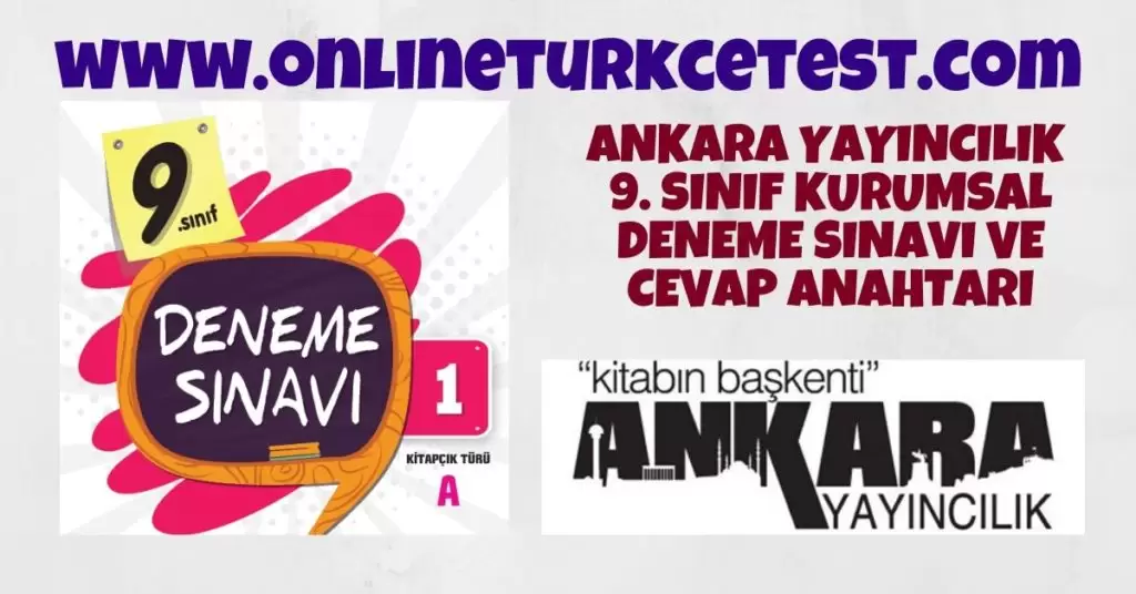 Ankara Yayıncılık 9. Sınıf 1. Kurumsal Deneme Sınavı