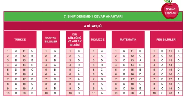 Newton Yayınları 7. Sınıf All Star Deneme Sınavı