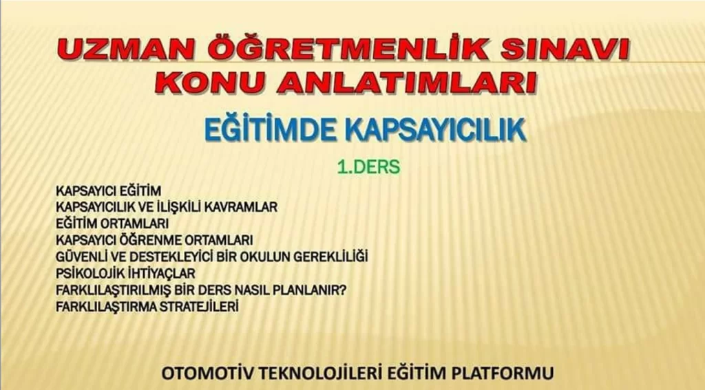 Uzman Öğretmenlik Ders Notları (Barış Kavşut)