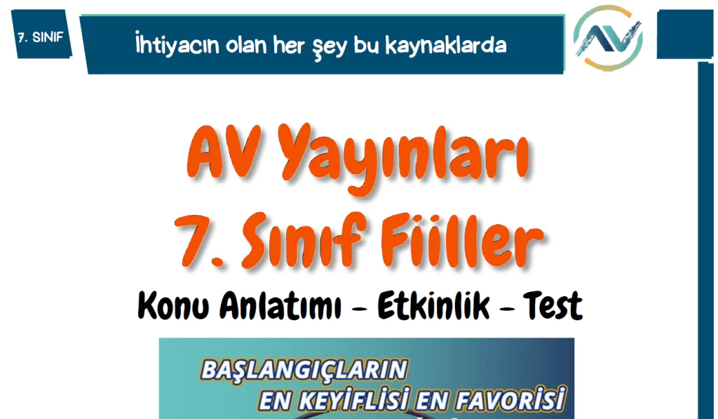 AV Yayınları 7. Sınıf Fiiller Fasikülü